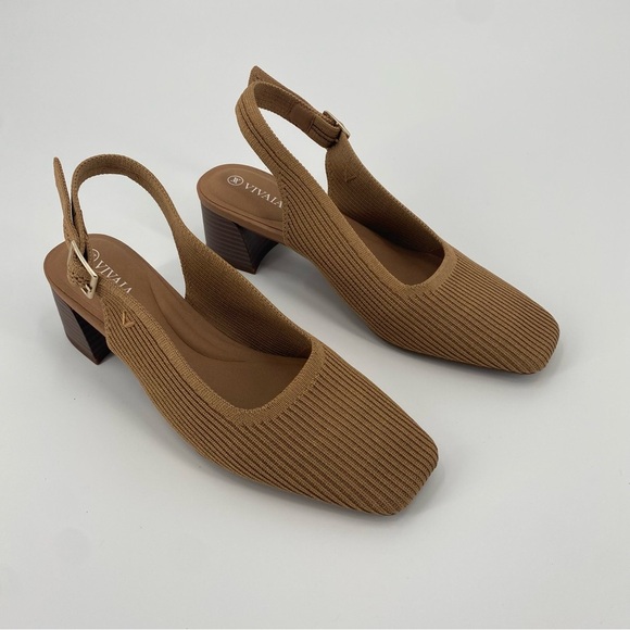 Vivaia Square Toe Block Heel Melody Slingback Nutmeg 40  9.5 - Picture 2 of 12